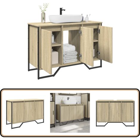 vidaXL Armoire lavabo de salle de bain chêne sonoma 91x35x60 cm