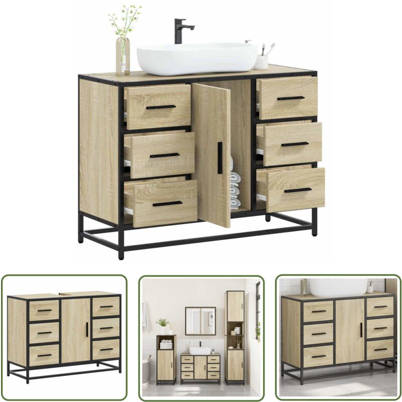 The Living Store - vidaXL Armoire lavabo de salle de bain chêne sonoma bois d'ingénierie