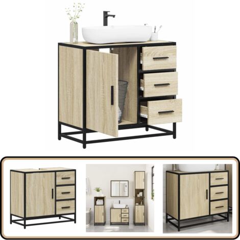 vidaXL Armoire lavabo de salle de bain chêne sonoma bois d'ingénierie