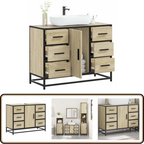 vidaXL Armoire lavabo de salle de bain chêne sonoma bois d'ingénierie