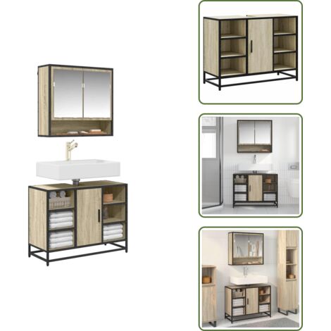 vidaXL Armoire lavabo de salle de bain chêne sonoma bois d'ingénierie