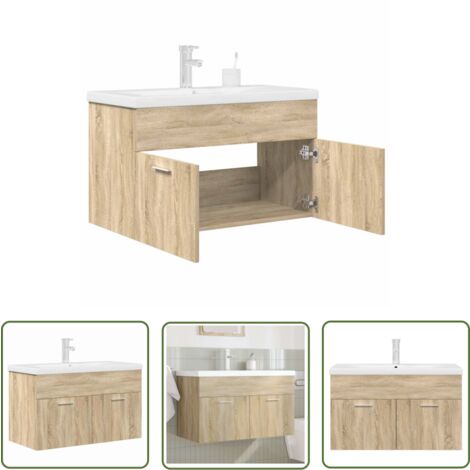 vidaXL Armoire lavabo de salle de bain et vasque et robinet intégrés