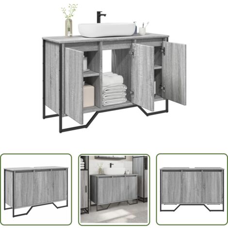 vidaXL Armoire lavabo de salle de bain sonoma gris 91x35x60 cm