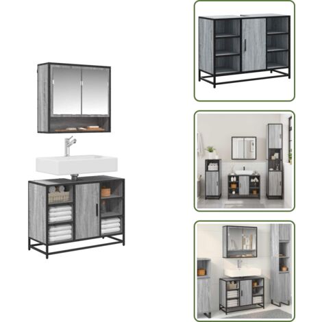 vidaXL Armoire lavabo de salle de bain sonoma gris bois d'ingénierie