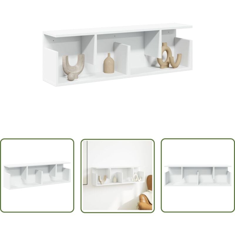 The Living Store - vidaXL Armoire murale 100x20x30 cm blanc bois d'ingénierie