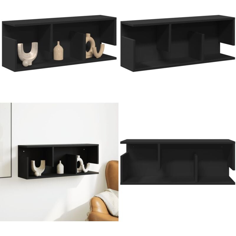Vidaxl - Armoire murale 80x20x30 cm noir bois d'ingénierie