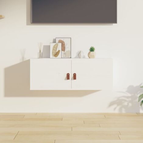 Vidaxl – Armoire murale blanche 80x30x30 cm – Bois de pin massif – Charge maximale 60 kg – Installation facile avec vis adaptées