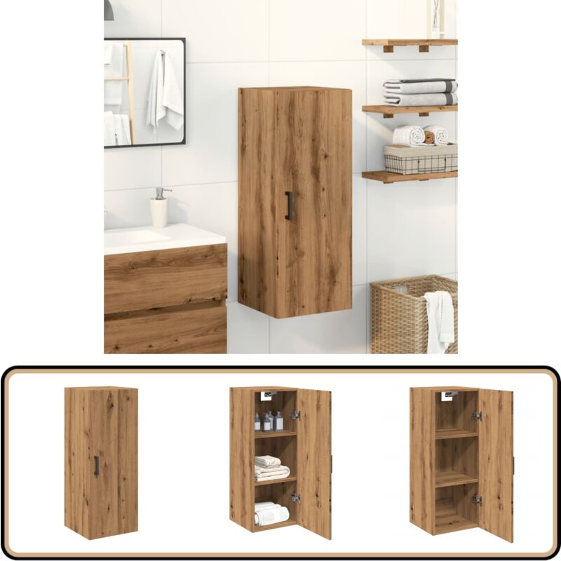 Armoire murale chêne artisanal 34,5x34x90 cm bois d'ingénierie - Vidaxl