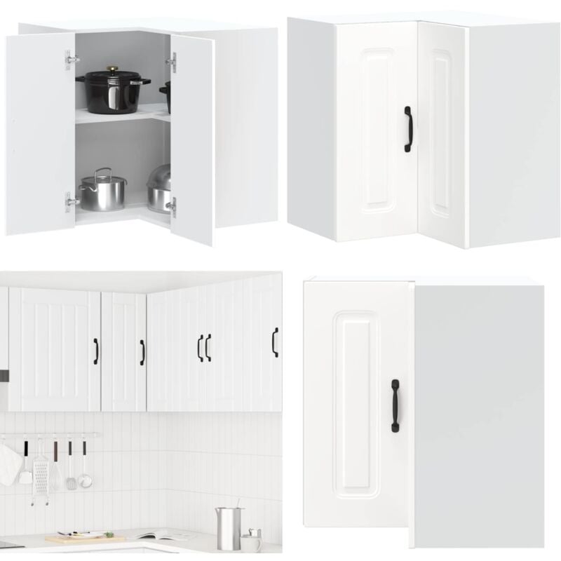 Armoire murale d'angle de cuisine Kalmar blanc bois ingénierie - Vidaxl