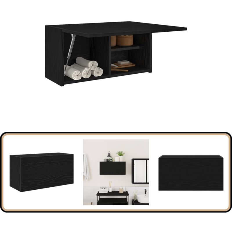 Vidaxl - Armoire murale de bain noir 60x25x30 cm bois d'ingénierie