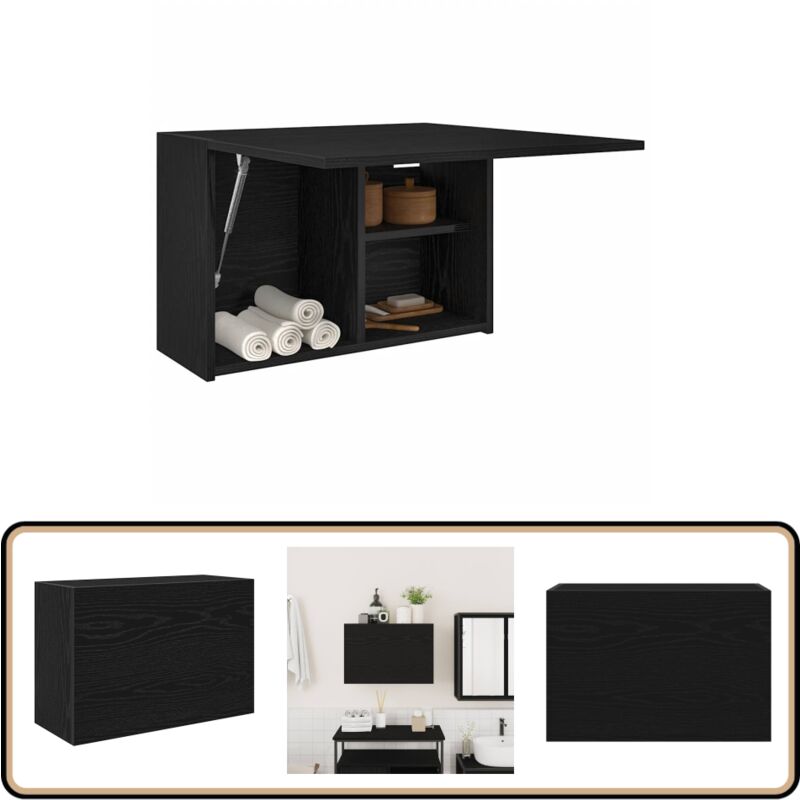 Vidaxl - Armoire murale de bain noir 60x25x40 cm bois d'ingénierie