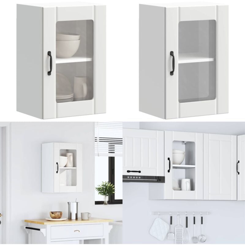 Armoire murale de cuisine avec porte en verre Lucca blanc - Vidaxl