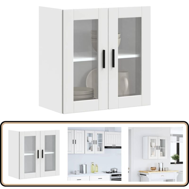 Armoire murale de cuisine avec porte en verre Porto blanc - Vidaxl