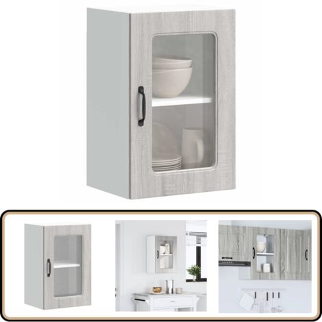vidaXL Armoire murale de cuisine et porte en verre Kalmar sonoma gris