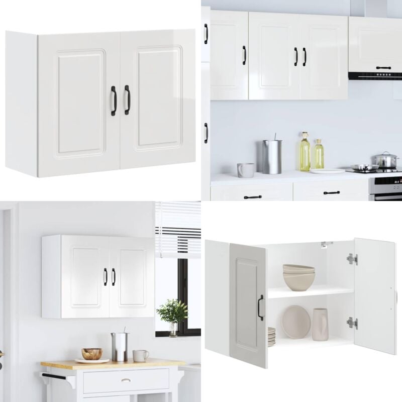 vidaXL Armoire murale de cuisine Kalmar blanc brillant bois ingénierie