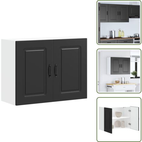 vidaXL Armoire murale de cuisine Kalmar noir bois d'ingénierie