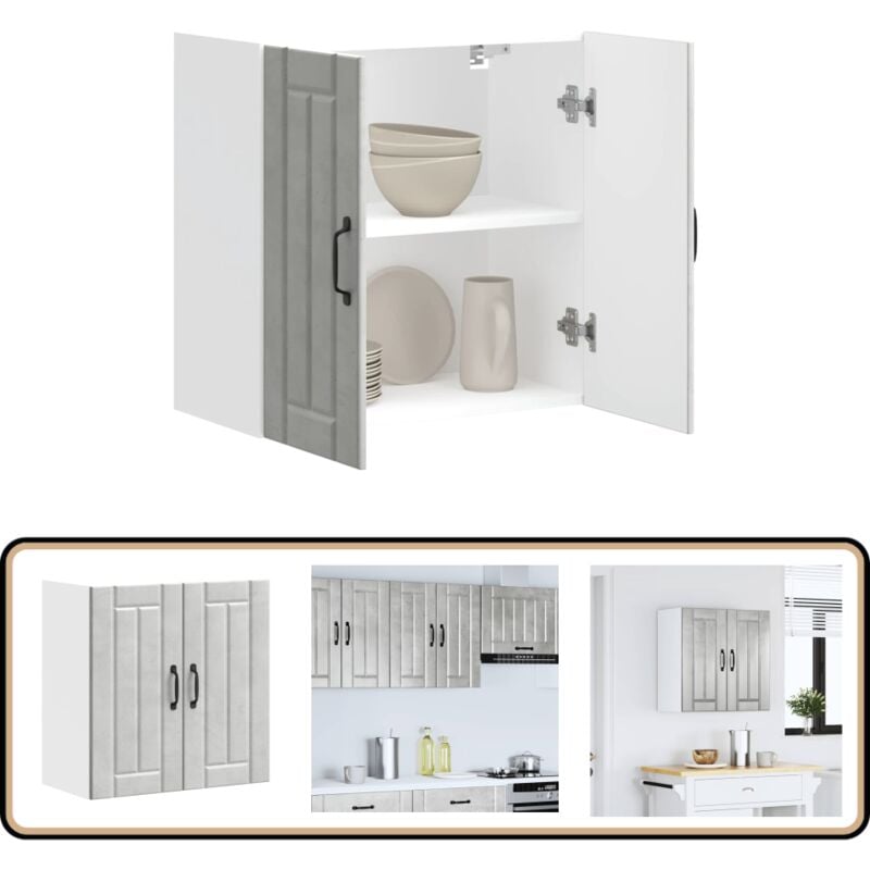 Armoire murale de cuisine Lucca gris béton bois ingénierie - Vidaxl