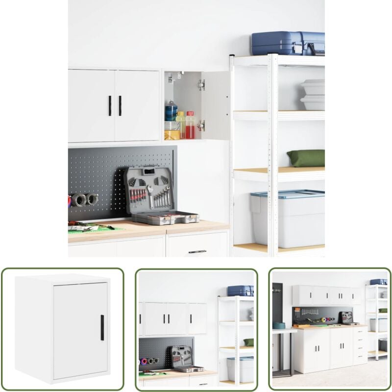 The Living Store - vidaXL Armoire murale de garage blanc bois d'ingénierie