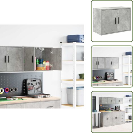 vidaXL Armoire murale de garage gris béton bois d'ingénierie