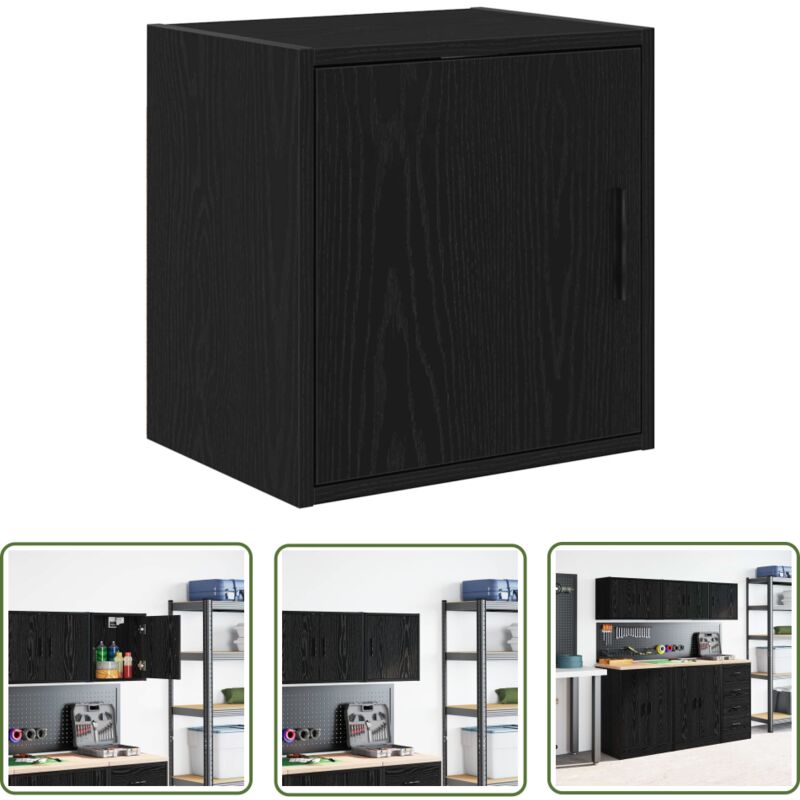 The Living Store - vidaXL Armoire murale de garage noir bois d'ingénierie