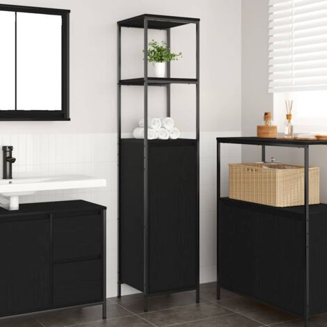 Vidaxl – Armoire murale de salle de bain chêne noir 36x35x165 cm – 4 étagères – Capacité 60 kg – Installation personnalisable
