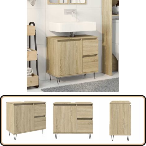 vidaXL Armoire salle de bain chêne sonoma 65x33x60 cm