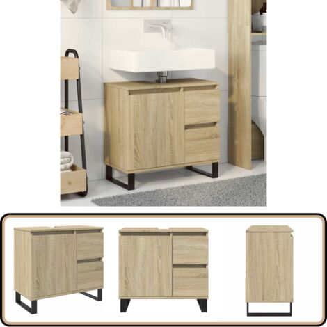 vidaXL Armoire salle de bain chêne sonoma 65x33x60 cm