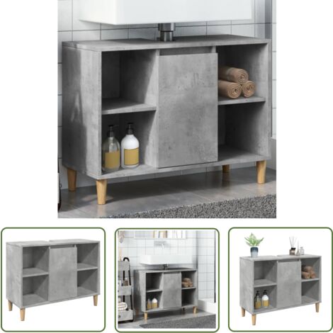 vidaXL Armoire salle de bain gris béton 80x33x60cm bois d'ingénierie