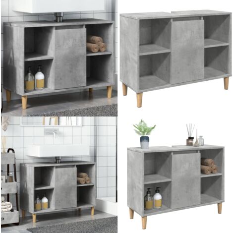 vidaXL Armoire salle de bain gris béton 80x33x60cm bois d'ingénierie