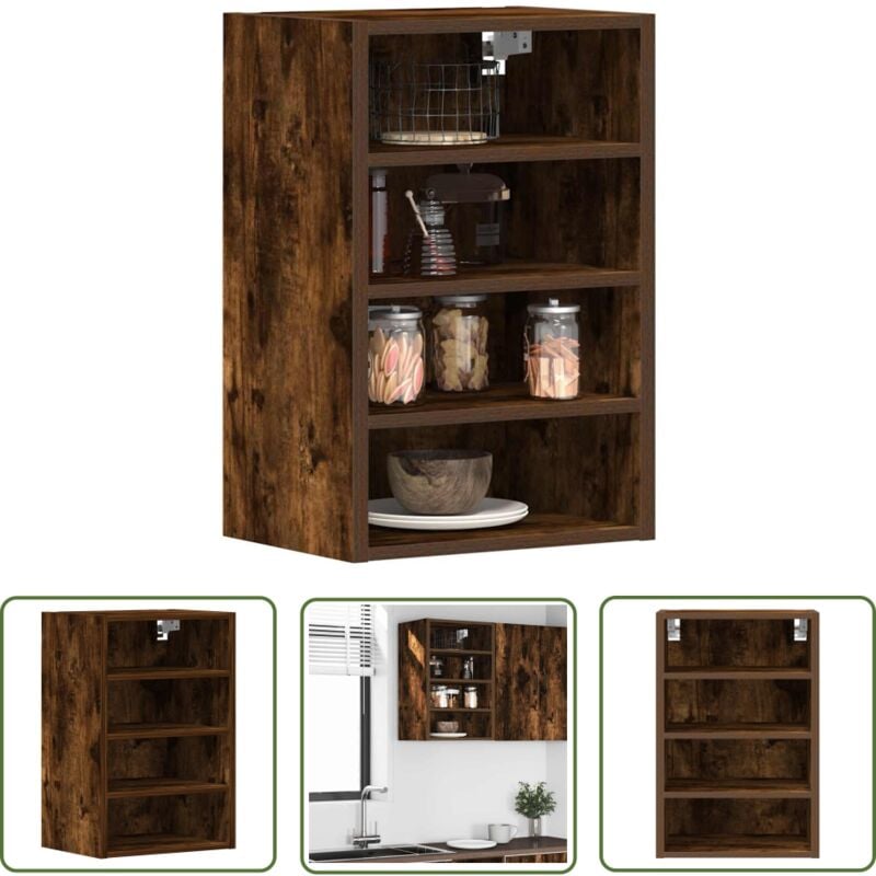 The Living Store - vidaXL Armoire suspendue chêne fumé 40x29,5x60 cm bois d'ingénierie