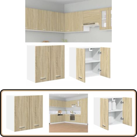Vidaxl – Armoire suspendue chêne sonoma 60x31x60 cm – Bois d'ingénierie résistant à l'humidité – Rangement mural pour cuisine – Capacité 60 kg