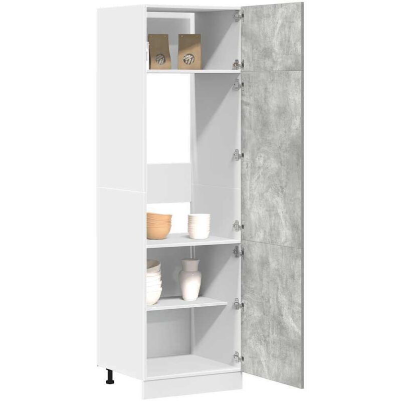 Vidaxl – Armoire de réfrigérateur gris béton 60x57x207 cm – Bois d'ingénierie – 3 portes – 4 étagères – Installation murale recommandée - vidaXL856005