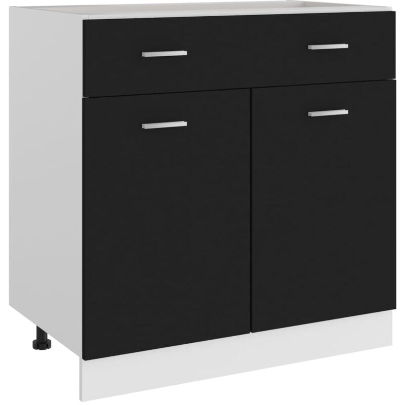 Vidaxl - Armoire de plancher à tiroir Noir 80x46x81,5 cm Aggloméré