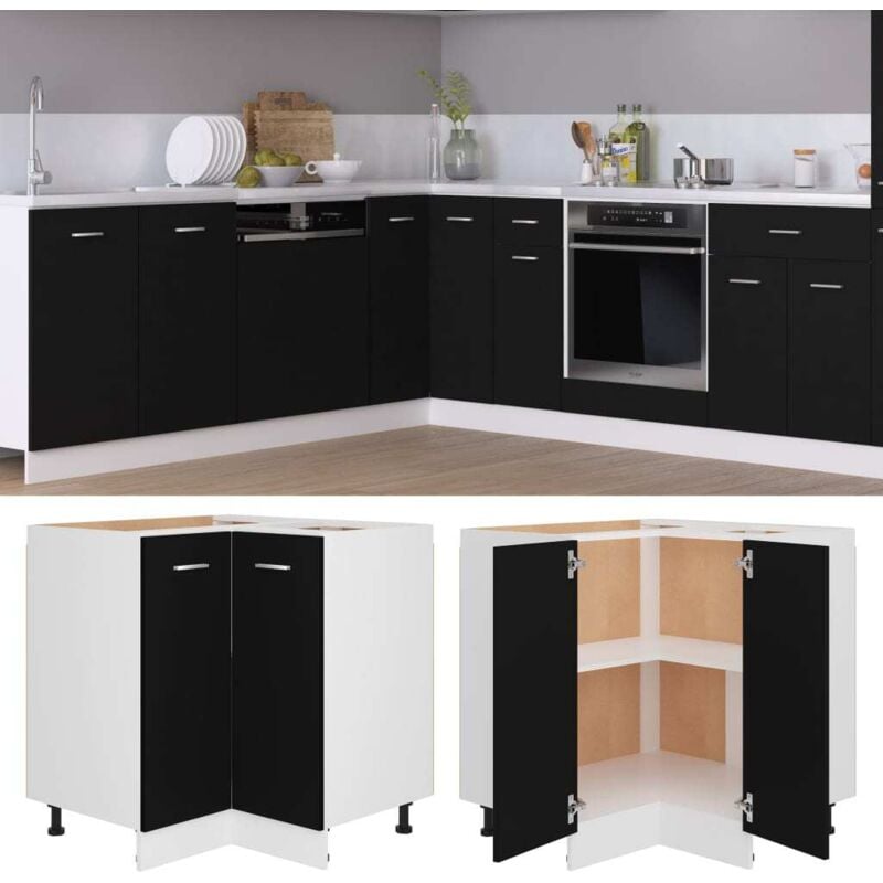 Vidaxl - Armoire de plancher d'angle noir 75,5x75,5x81,5 cm bois