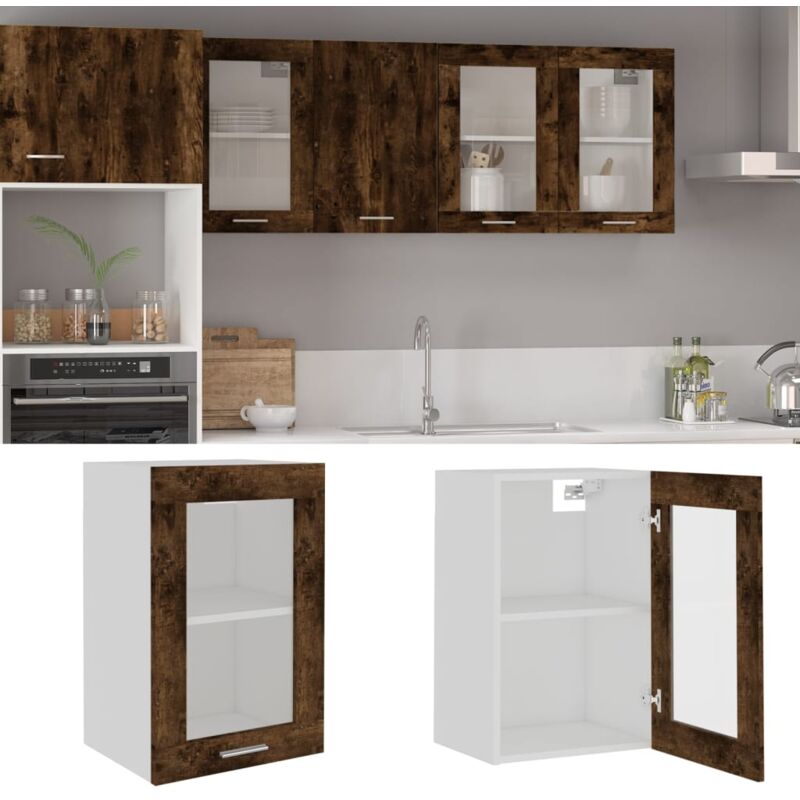 Vidaxl - Armoire en verre suspendue Chêne fumé 40x31x60 cm