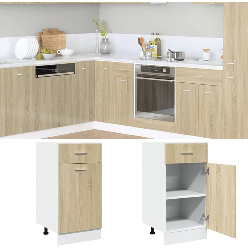 Armoire de plancher tiroir chêne sonoma bois d'ingénierie Vidaxl