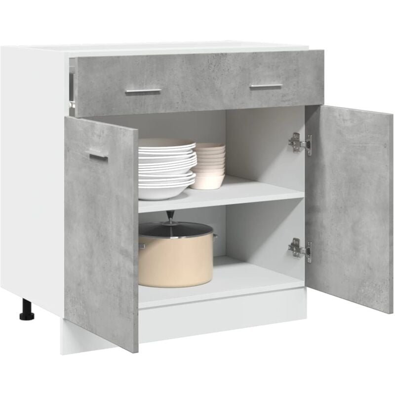 Vidaxl - Armoire de plancher à tiroir Gris béton 80x46x81,5 cm Aggloméré