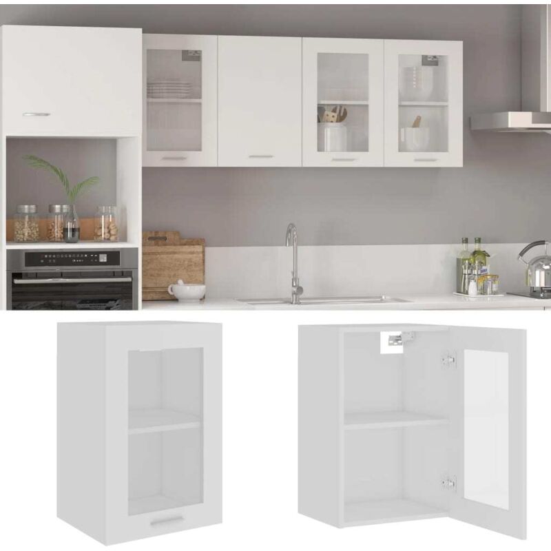 Armoire en verre suspendue Blanc 40x31x60 cm Bois d'ingénierie Vidaxl