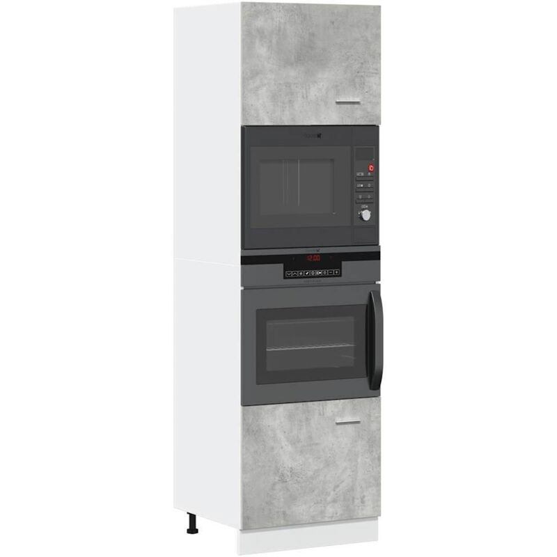 Vidaxl - Meuble micro-ondes 'Lyon' Gris béton 60 x 57 x 207 cm Bois d'ingénierie