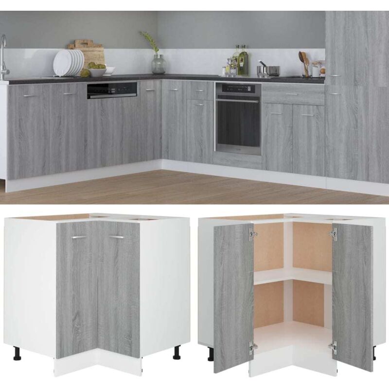 vidaXL Meuble de cuisine "Lyon" Gris Sonoma 75,5 x 75,5 x 81,5 cm Bois d'ingénierie