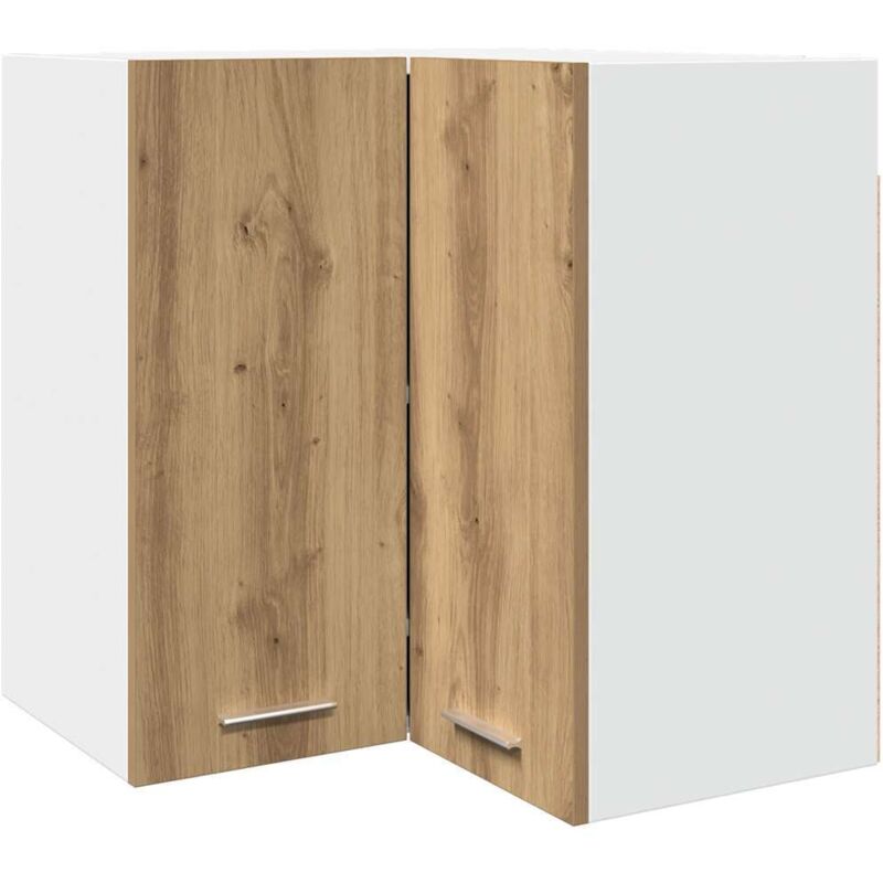 Vidaxl – Armoire d'angle suspendue Lyon chêne artisanal 57 x 57 x 60 cm – 2 étagères – Bois d'ingénierie – Capacité 60 kg