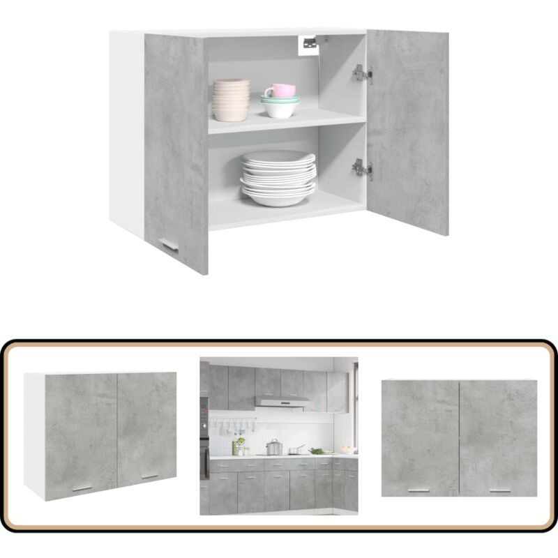 Vidaxl - Armoire suspendue Gris béton 80x31x60 cm Aggloméré