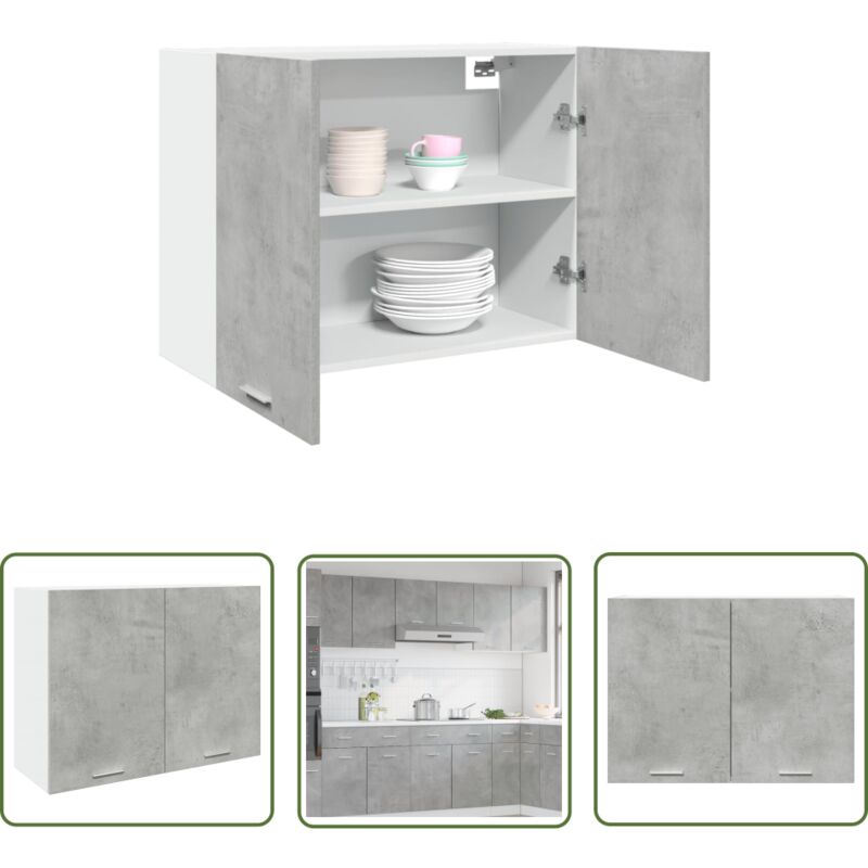 vidaXL Armoire suspendue Gris béton 80x31x60 cm Aggloméré
