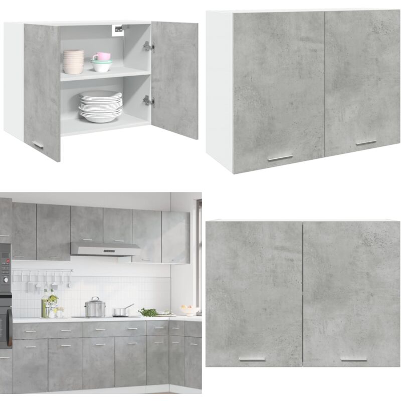 Vidaxl - Armoire suspendue Gris béton 80x31x60 cm Aggloméré