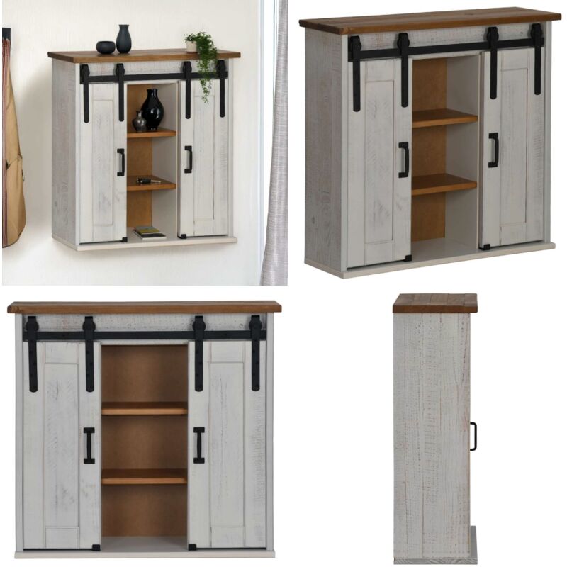 Vidaxl - Armoire suspendue halden 2 portes coulissantes blanc pin