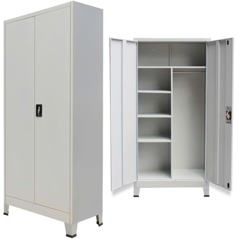 Armoire verrouillable avec 2 portes Acier 90 x 40 x 180 cm Gris