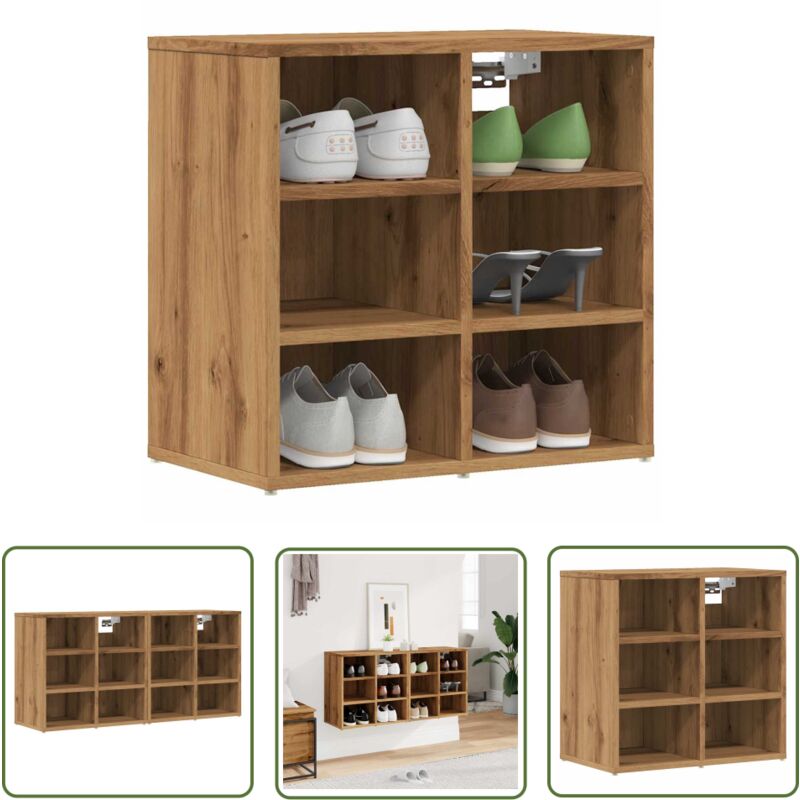 The Living Store - vidaXL Armoires à chaussures 2 pcs chêne artisanal 52x30x50 cm