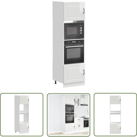 vidaXL Armoires de four 2 pcs Lucca blanc brillant bois d'ingénierie