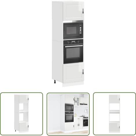 vidaXL Armoires de four 2 pcs Porto blanc brillant bois d'ingénierie