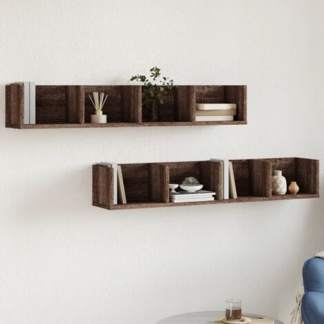 Vidaxl – Armoires murales 2 pièces chêne marron 99x18x16,5cm – Bois d'ingénierie – Charge maximale 20kg – Assemblage requis